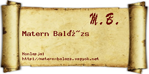 Matern Balázs névjegykártya